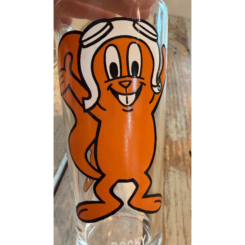 Vintage 1970s Pepsi Collector Series Rocky Cartoon Character Drinking Glass 6" - Picture 9 of 10